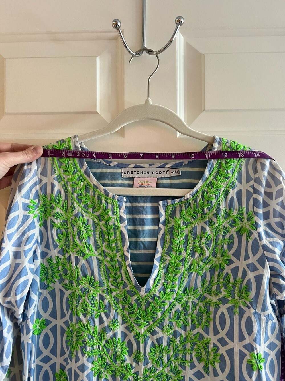 Gretchen Scott Size S Coastal Geometric Embroidered Tunic - Picture 7 of 9